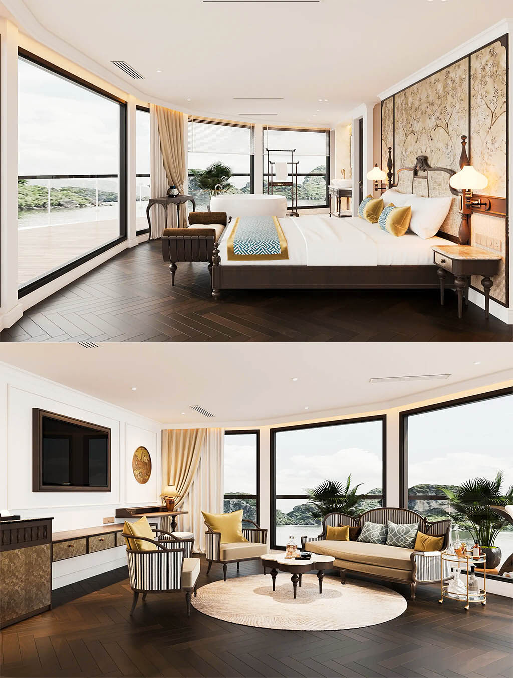 Wake up to panoramic bay views